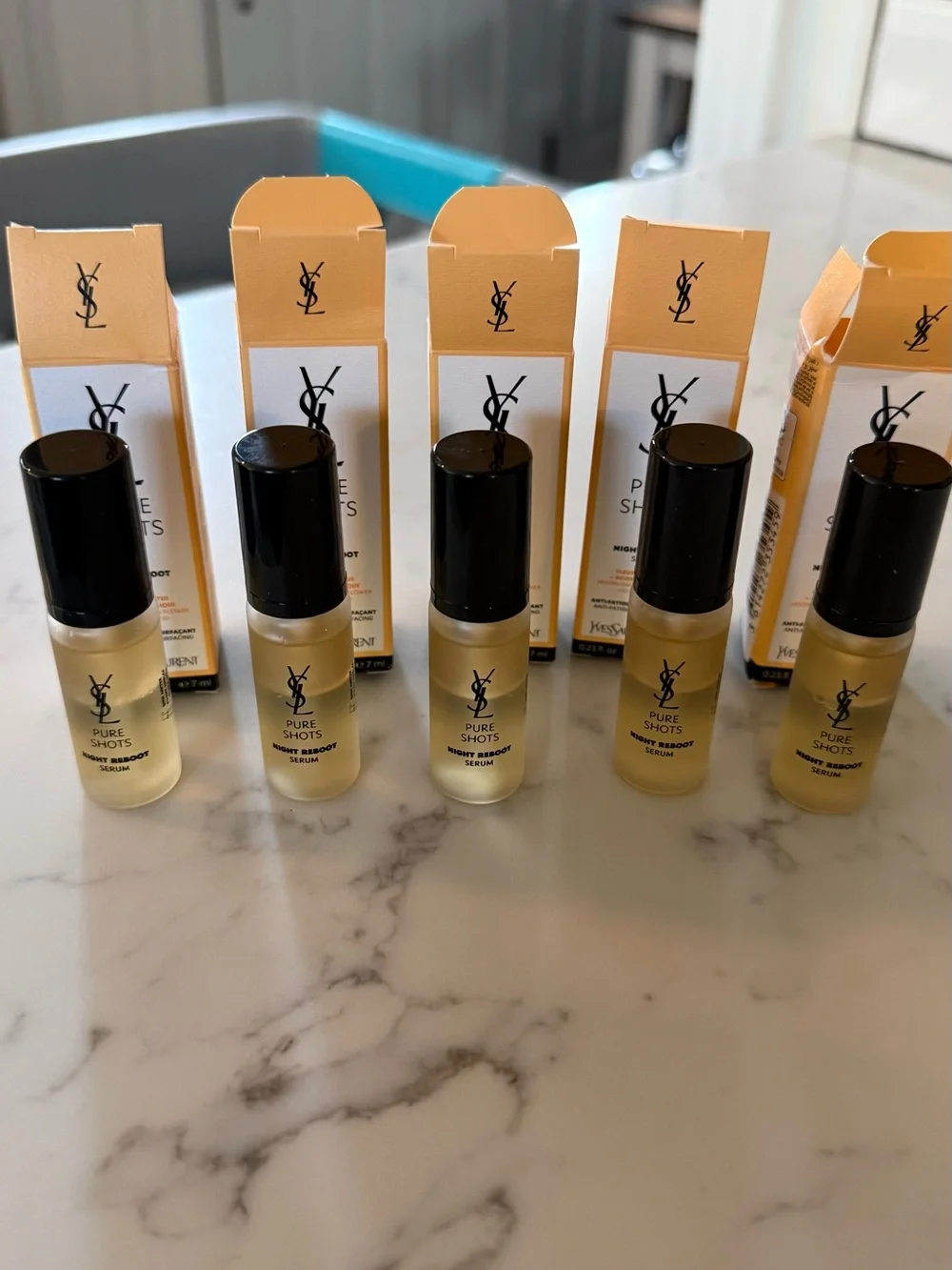 Yves Saint Laurent Pure Shots Night Reboot Serum - Cream & Gold Boxes (Lot of 5)
